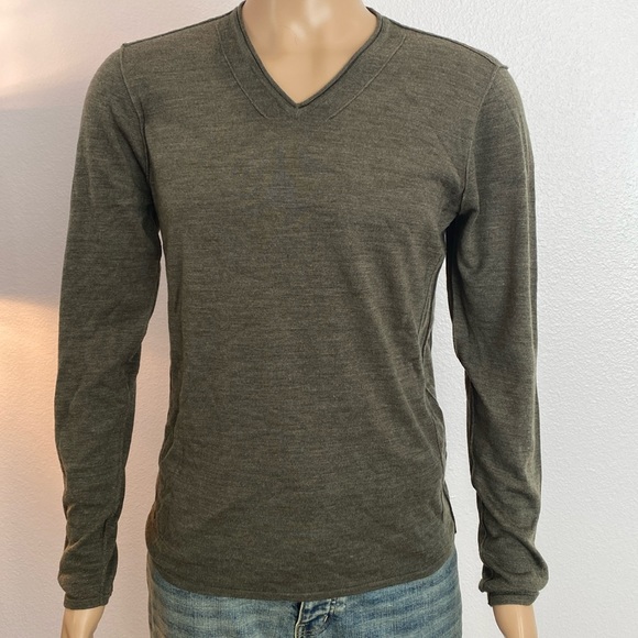 John Varvatos | Shirts | John Varvatos Vneck Long Sleeve Top Army Green ...